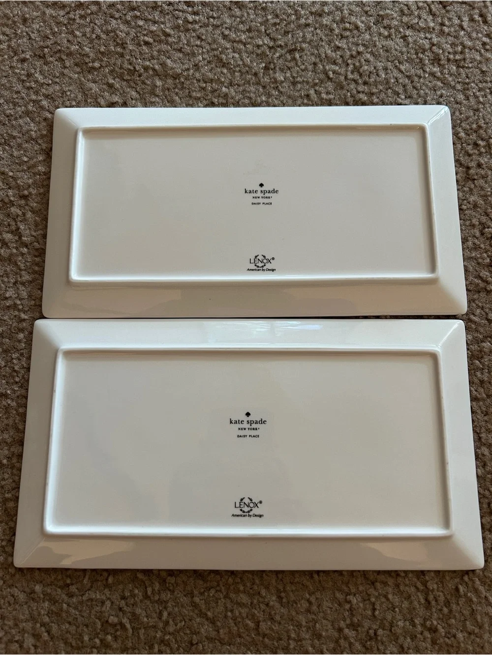 kate spade White Ceramic Vanity Tray Duo with gold Accents